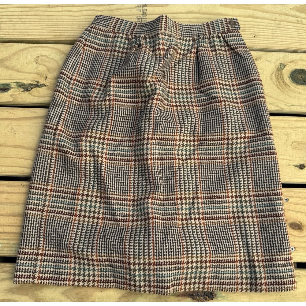 Pendleton Women's Skirt 6 Multicolor Houndstooth Knee Length Vintage 70s